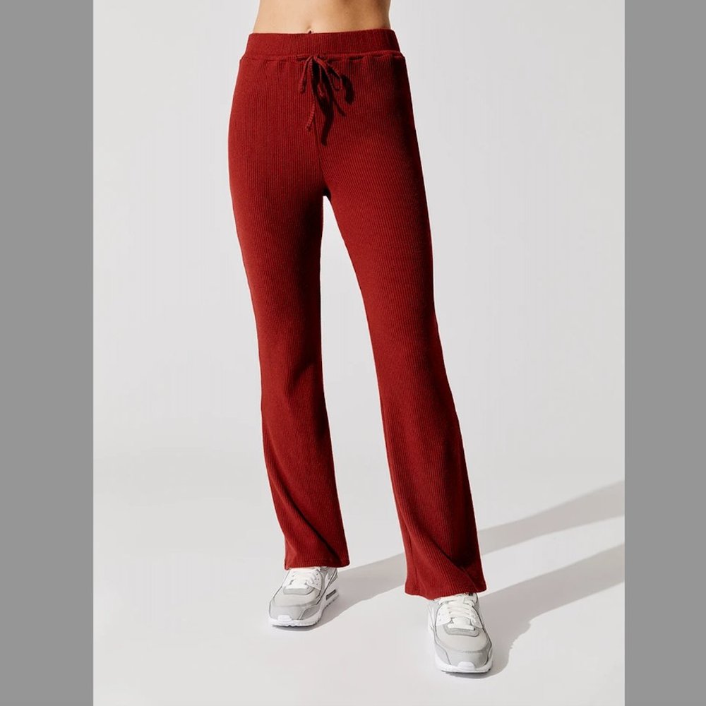 BNWT Carbon38 Brushed Ribbed Flare Pants Joggers Yoga Trousers Athleisure
